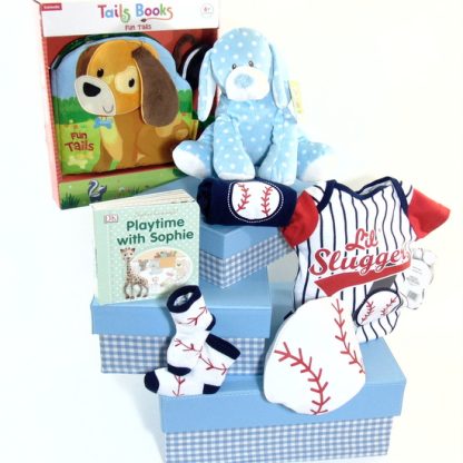 Baby Gift Tower Blue Baseball Boxes