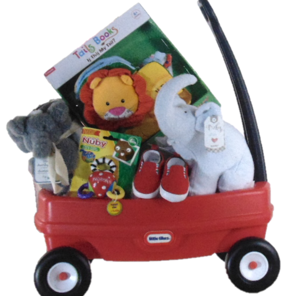 Baby Boy Gift Basket Red Wagon