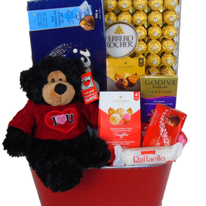 Love Chocolates Gift Basket Red